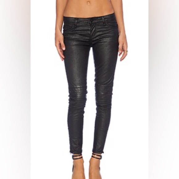 Sanctuary Leather Look Moto Jeans - Picture 8 of 10